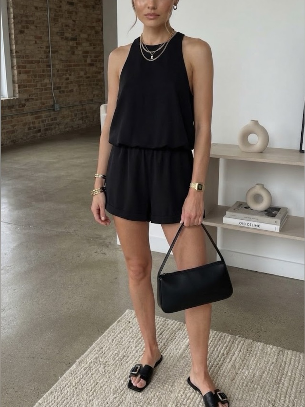 Elizabeth and James Black Sleeveless Romper
